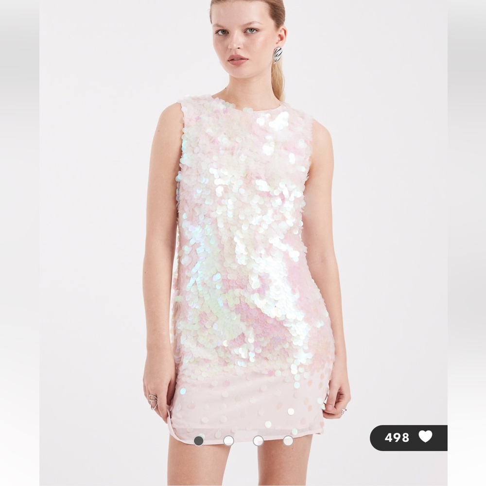 Miss Selfridge sequin shift dress in pink